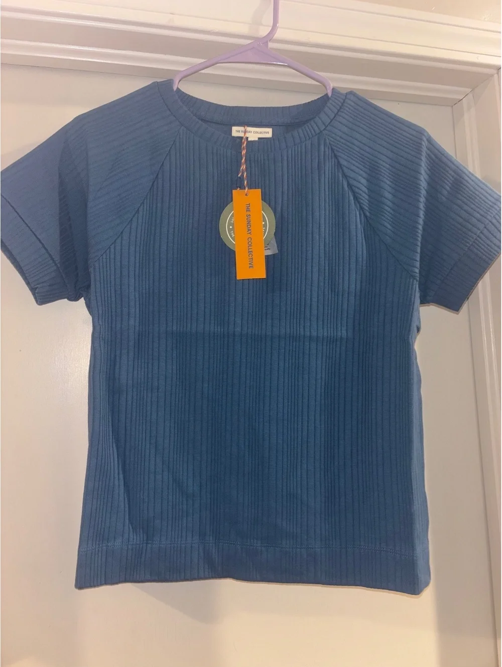 The Sunday Collective 12-13Y Ribbed Cotton Tee Midnight NWT